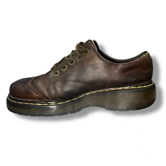 Dr. Martens 8651 Brown Leather Platform Oxfords Made In England Mens 8 Vintage - Picture 4 of 8